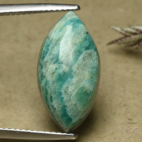 6.84 ct Green Amazonite, 19.2 x 9.9 mm Marquise Cut From Madagascar, Photo A