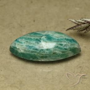 6.84 ct Green Amazonite Stone, Natural Amazonite in Marquise Cabochon Shape for Sale