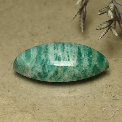 7.60 ct Green Amazonite Stone, Natural Amazonite in Marquise Cabochon Shape for Sale