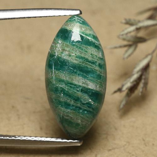 Pine Green Amazonite Gem - 6.5ct Marquise Cabochon (ID: 492457)