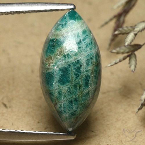 7.17 ct Green Amazonite, 17.9 x 9.1 mm Marquise Cut From Madagascar, Photo A