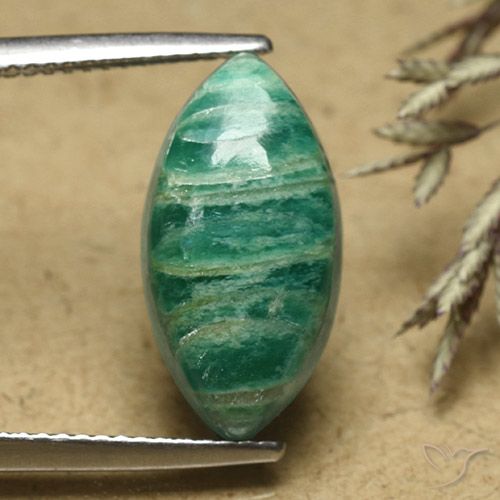 Amazonita verde de 6,1 ct, talla marquesa de 17,6 x 9,1 mm de Madagascar, Photo A