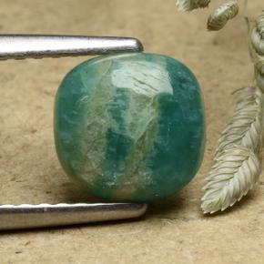 1.21 ct Green Amazonite Gemstone, Amazonite Gem in Cushion Cabochon Shape for Sale.