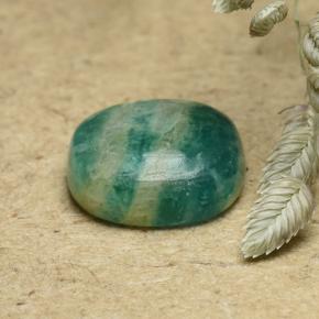 1.21 ct Green Amazonite Stone, Natural Amazonite in Cushion Cabochon Shape for Sale