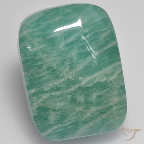 28.57 ct Blue Green Amazonite, 23 x 17.1 mm Cushion Cut From Madagascar, Photo A