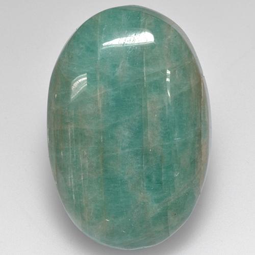Medium Bluish Green Amazonit Edelstein - 33.4ct Oval Cabochon (ID: 512037)