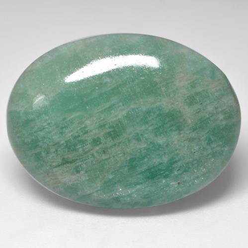Green Blue Tone Amazonite Gem - 34ct Oval Cabochon (ID: 535602)