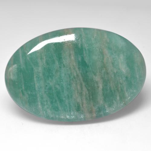 Bluish Green Amazonite Gem - 38.7ct Oval Cabochon (ID: 535603)