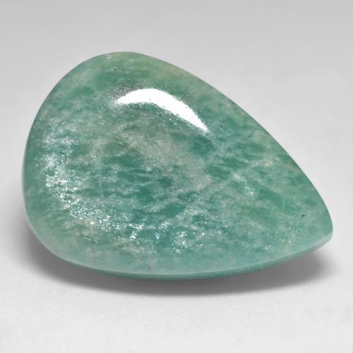 Green Blue Tone Amazonite Gem - 31.1ct Pear Cabochon (ID: 535776)