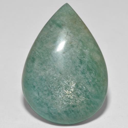 Green Blue Tone Amazonite Gem - 40.6ct Pear Cabochon (ID: 568521)