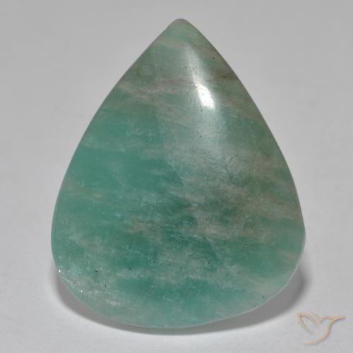 18.52 ct Blue Green Amazonite, 25.5 x 20.9 mm Pear Cut From Madagascar, Photo A