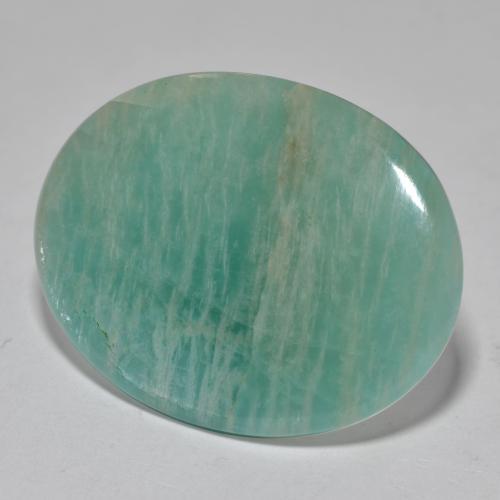 Bläulich-grün Amazonit Edelstein - 15.5ct Oval Cabochon (ID: 568532)