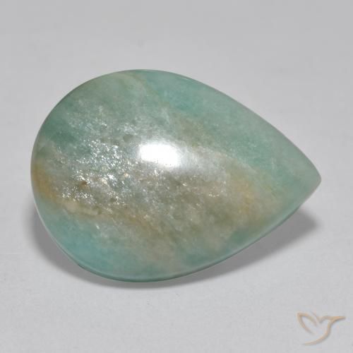 16.57 ct Turquoise Amazonite Stone, Natural Amazonite in Pear Cabochon Shape for Sale