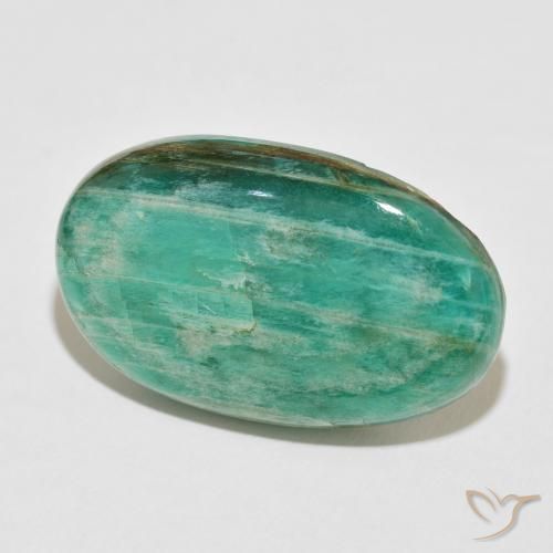 40.10 ct Green Amazonite Stone, Natural Amazonite in Oval Cabochon Shape for Sale