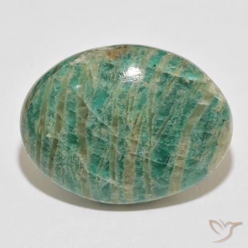 60.70ct Natural Deep Green Amazonite, Oval, Opaque, Photo A