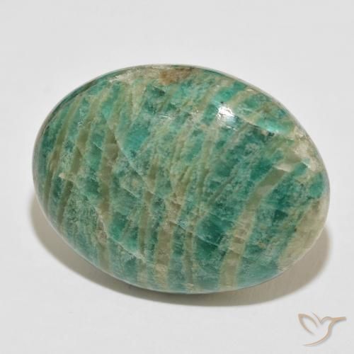 60.70 ct Green Amazonite Stone, Natural Amazonite in Oval Cabochon Shape for Sale