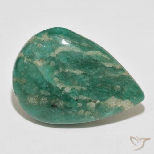 29.21 ct Green Amazonite Stone, Natural Amazonite in Pear Cabochon Shape for Sale