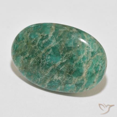 35.81 ct Green Amazonite Stone, Natural Amazonite in Oval Cabochon Shape for Sale