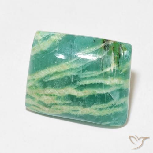 12.36 ct Green Amazonite Stone, Natural Amazonite in Baguette Cabochon Shape for Sale