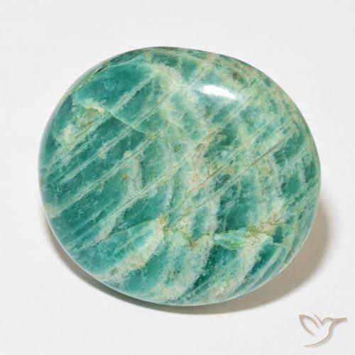 44.87 ct Green Amazonite Stone, Natural Amazonite in Oval Cabochon Shape for Sale