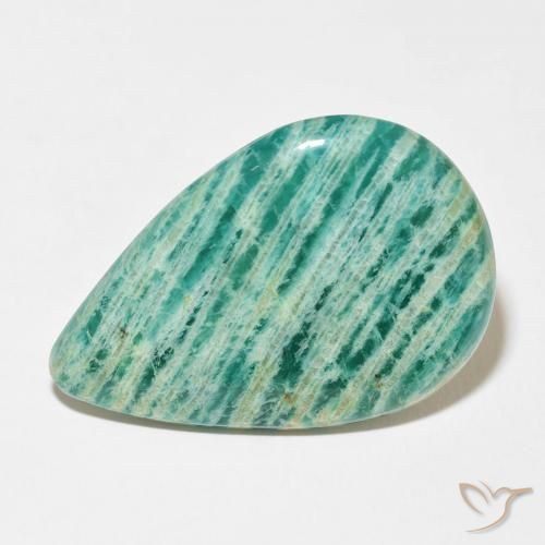 32.33ct Natural Cool Green Amazonite, Pear Shape, Opaque