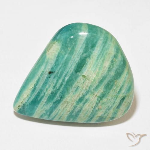 33.61ct Natural Medium Green Amazonite, Pear Shape, Opaque