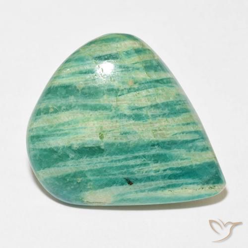 33.61 ct Green Amazonite Stone, Natural Amazonite in Pear Cabochon Shape for Sale