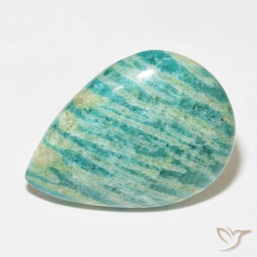 42.08ct Natural Medium Green Amazonite, Pear Shape, Opaque, Photo A