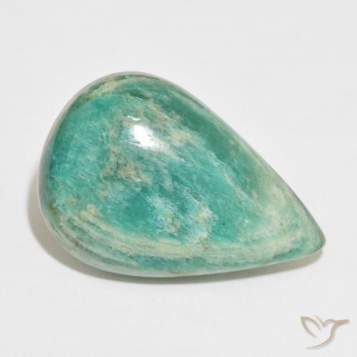 32.76ct Natural Medium Green Amazonite, Pear Shape, Opaque
