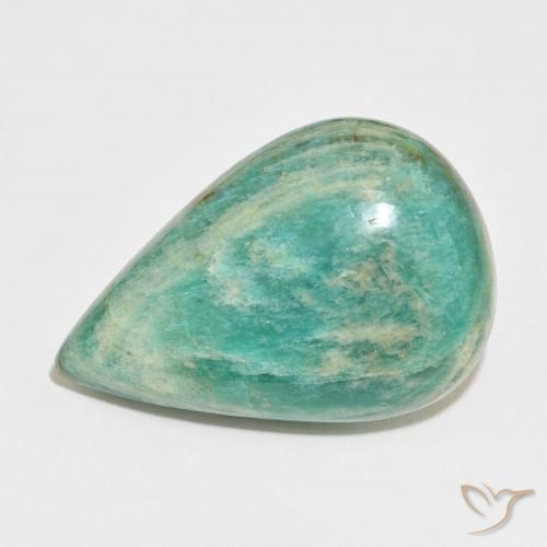 32.76 ct Green Amazonite Stone, Natural Amazonite in Pear Cabochon Shape for Sale