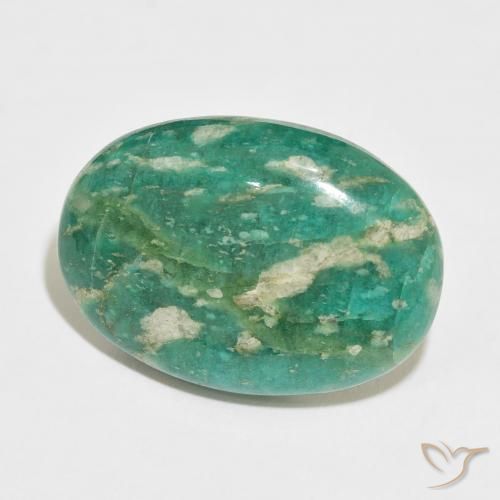35.84 ct Green Amazonite Stone, Natural Amazonite in Oval Cabochon Shape for Sale