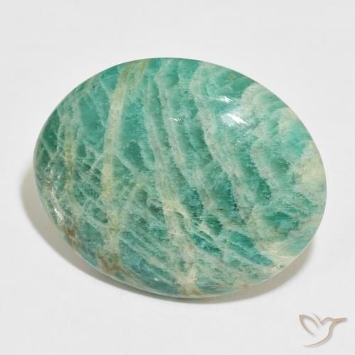 41.53 ct Green Amazonite Stone, Natural Amazonite in Oval Cabochon Shape for Sale