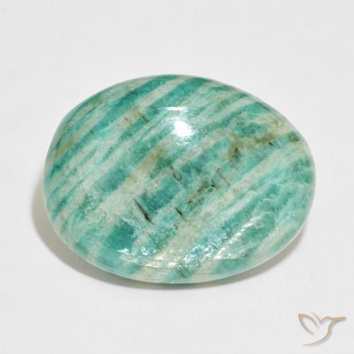 34.84ct Natural Multicolor Green Amazonite, Oval, Opaque