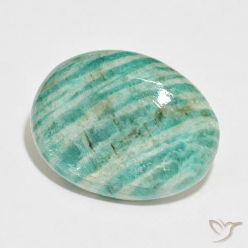 34.84 ct Green Amazonite Stone, Natural Amazonite in Oval Cabochon Shape for Sale