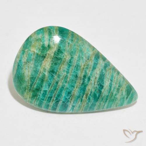 37.44 ct Green Amazonite Stone, Natural Amazonite in Pear Cabochon Shape for Sale