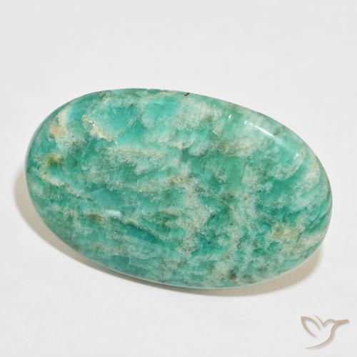 61.95 ct Green Amazonite Stone, Natural Amazonite in Oval Cabochon Shape for Sale