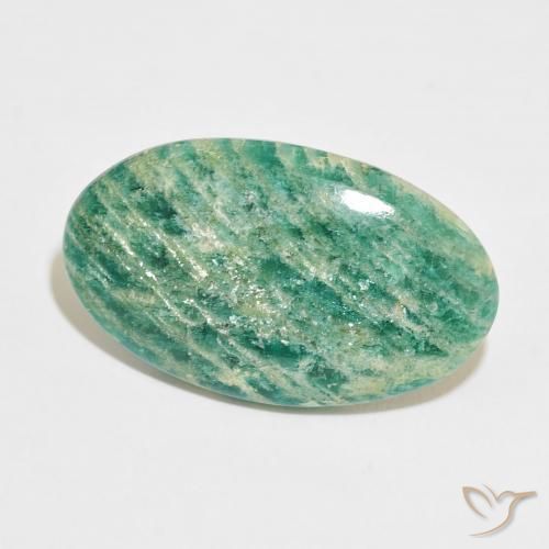 30.25 ct Green Amazonite Stone, Natural Amazonite in Oval Cabochon Shape for Sale