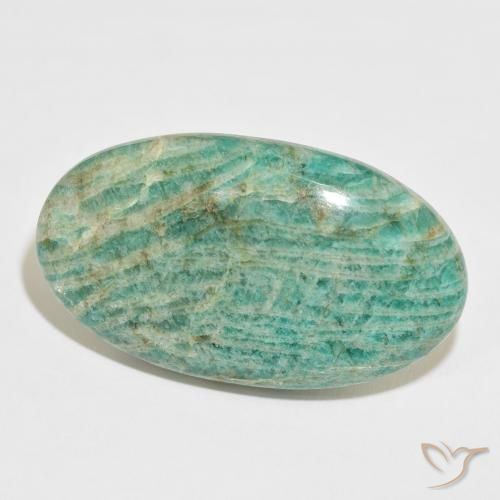 92.44 ct Green Amazonite Stone, Natural Amazonite in Oval Cabochon Shape for Sale