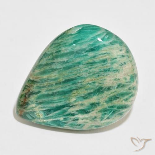 46.56ct Natural Medium Green Amazonite, Pear Shape, Opaque