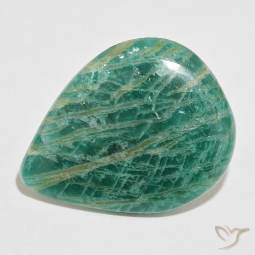 54.15ct Natural Pine Green Amazonite, Pear Shape, Opaque, Photo A