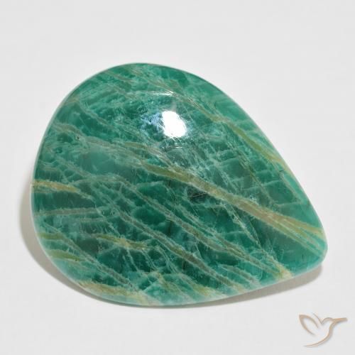 54.15 ct Green Amazonite Stone, Natural Amazonite in Pear Cabochon Shape for Sale