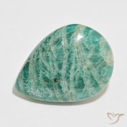 37.97ct Natural Cool Green Amazonite, Pear Shape, Opaque