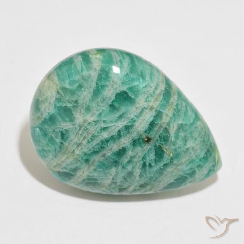 37.97 ct Green Amazonite Stone, Natural Amazonite in Pear Cabochon Shape for Sale