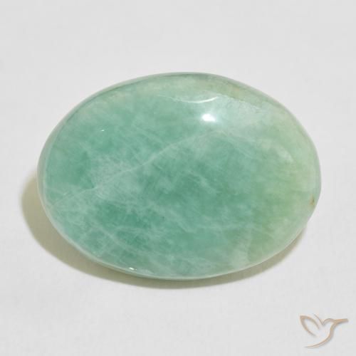 15.65ct Natural Light Sea Green Amazonite, Oval, Opaque