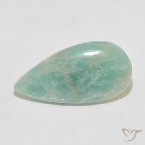 11.83ct Natural Light Green Amazonite, Pear Shape, Opaque