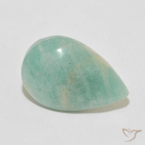 8.10 ct Green Amazonite Stone, Natural Amazonite in Pear Cabochon Shape for Sale
