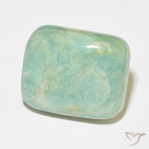 22.58 ct Green Amazonite Stone, Natural Amazonite in Cushion Cabochon Shape for Sale