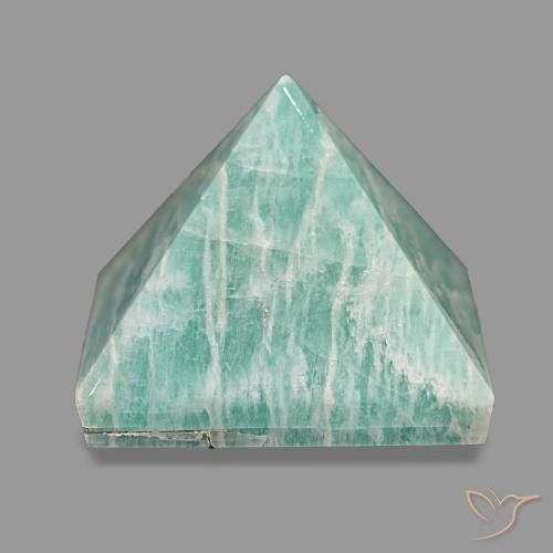 82.68 ct Green Amazonite Gemstone, Amazonite Gem in Pyramid Cabochon Shape for Sale.