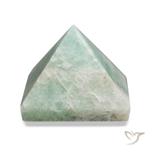 88.94 ct Green Amazonite Gemstone, Amazonite Gem in Pyramid Cabochon Shape for Sale.