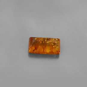 1.32 ct Orange Amber Gemstone, Amber Gem in Baguette Cabochon Shape for Sale.